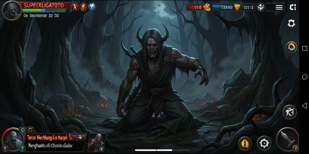 Tampilan gameplay menyeramkan dari SUPERLIGATOTO yang memikat dan mencekam.